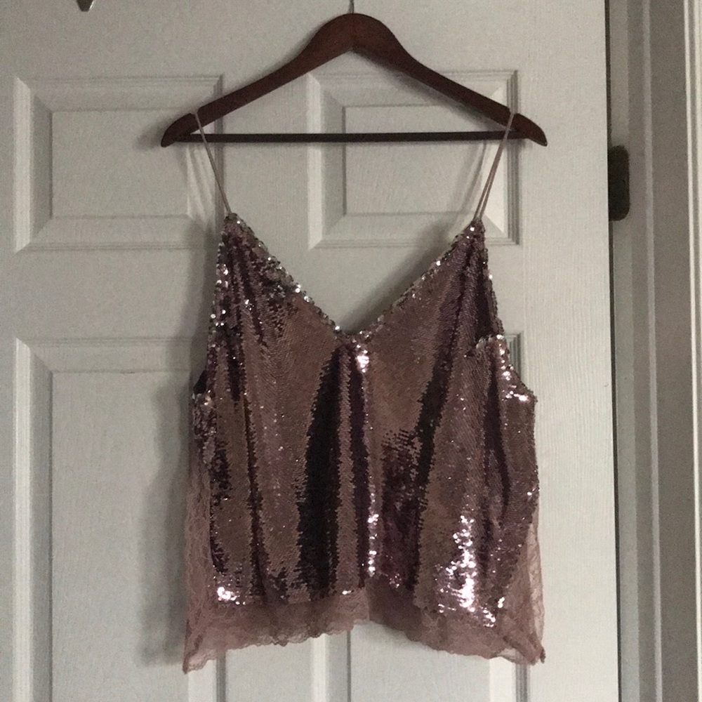 Pink sequin tank top